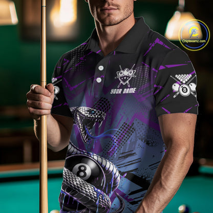 Dripping Cobra 8 Ball Pool Team Shirt Personalized Men Billiard Polo & 1/4-Zip Attire Gifts NYN2418
