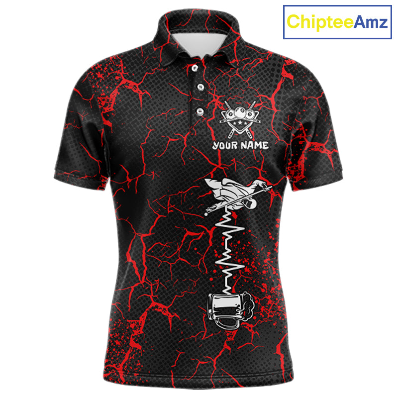 Funny Beer 8 Ball Pool Team Shirt Personalized Men Billiard Polo & 1/4-Zip Attire Gifts|Red NYN2420