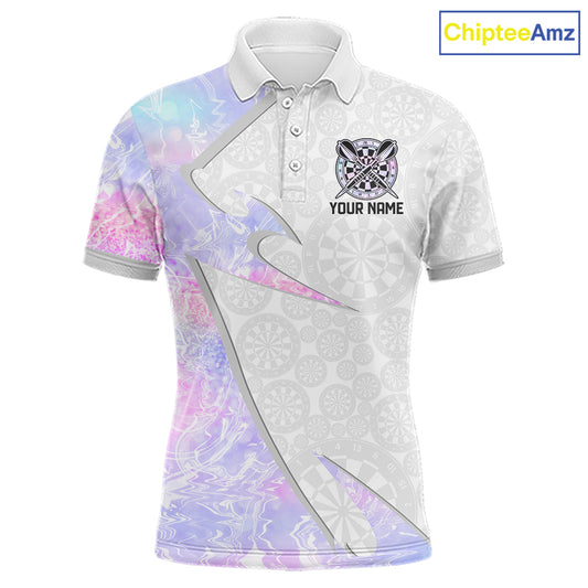 Personalized Pink-Purple Holographic Dartboard Men Darts Polo & 1/4-Zip Shirts Dart Team Jerseys NYN2813