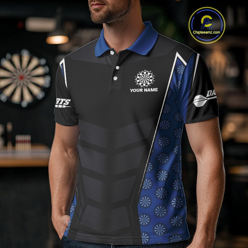 White Fog Skull & Dartboard - Blue Darts Team Shirt For Women With Custom Name NYN0484