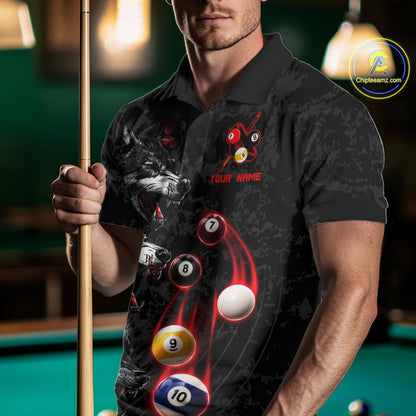 Custom Red Thunder 8 Ball & 9 Ball  Pool Team Shirt For Men Funny Wolfs Billiard Tournament Jerseys NYN4017