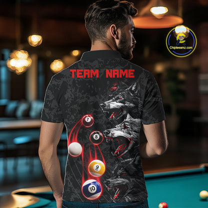 Custom Red Thunder 8 Ball & 9 Ball  Pool Team Shirt For Men Funny Wolfs Billiard Tournament Jerseys NYN4017