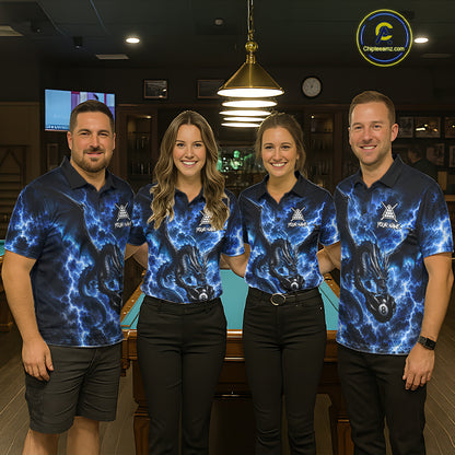 Blue Thunder Dragon 8 Ball Pool Shirt For Men Custom Dragon Billiard Team Polo & 1/4 Zip Jersey NYN4022
