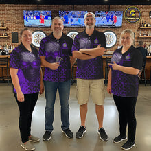 Load image into Gallery viewer, Custom Purple Dripping Skull Darts Quarter-Zip Shirt For Women Fire Flame Skull Dart League Jerseys NYN2174
