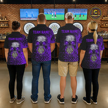 Load image into Gallery viewer, Custom Purple Dripping Skull Darts Quarter-Zip Shirt For Women Fire Flame Skull Dart League Jerseys NYN2174