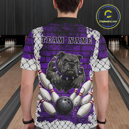 Purple Brick-Wall Fierce Bulldog Men Bowing Team Shirt Personalized Bowling Jersey For Bowlers NYN3195