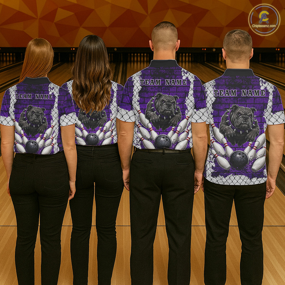 Purple Brick-Wall Fierce Bulldog Men Bowing Team Shirt Personalized Bowling Jersey For Bowlers NYN3195