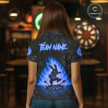 Load image into Gallery viewer, Female model wearing Crazy Rabbit Fire Flame Blue Women's Darts Polo, Personalized League Jersey