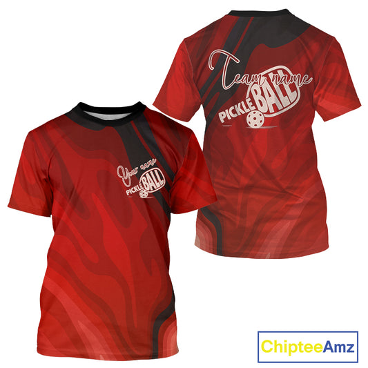 Custom Black And Red Pickleball T-Shirt For Men, Outfit Pickleball Tournament Gifts NYN0990