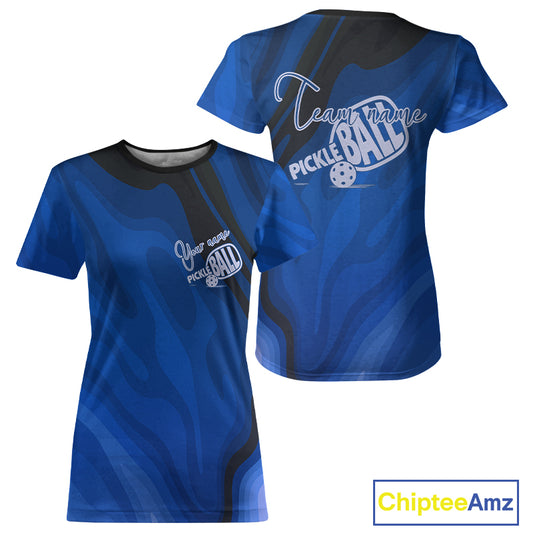 Custom Black And Blue Pickleball T-Shirt For Women, Outfit Pickleball Tournament Gifts NYN0991