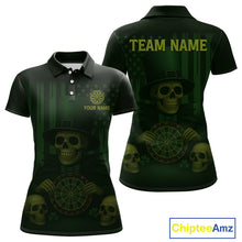 Load image into Gallery viewer, Custom Skull Shamrock Dartboard Patrick's Day Dart Polo Shirt For Women Patrick Dart Jersey NYN1359