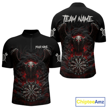 Black Smokes Eagle Chain Red Grunge Dartboard Custom Men Darts Quarter-Zip Shirt Dart Jerseys NYN1907