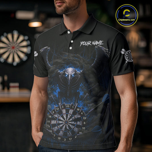 Black Smokes Eagle Chain Blue Grunge Dartboard Custom Men Darts Polo Shirt Dart Jerseys NYN1909