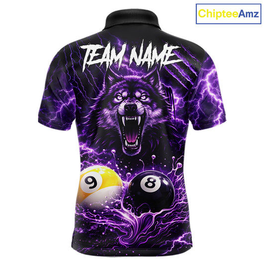 Custom Purple Horrors Wolf Smokes Pool 8 Ball & 9 Ball Men's Billiard Team Shirt Billiard Attire NYN2669