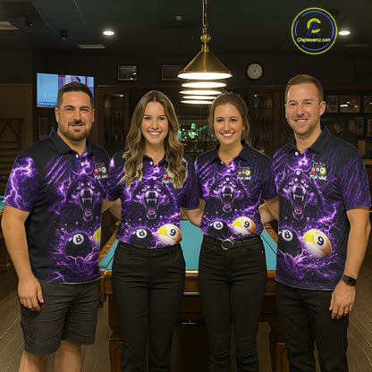 Custom Purple Horrors Wolf Smokes Pool 8 Ball & 9 Ball Women's Billiard Team Shirt Billiard Attire NYN2669