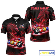 Load image into Gallery viewer, Red Funny Dragon Thunder Ball Pool Billiard Team Shirt For Men Custom Billiards Ball Attire NYN3041