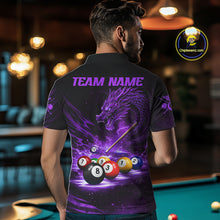 Load image into Gallery viewer, Purple Funny Dragon Thunder Ball Pool Billiard Team Shirt For Men Custom Billiards Ball Attire NYN3042