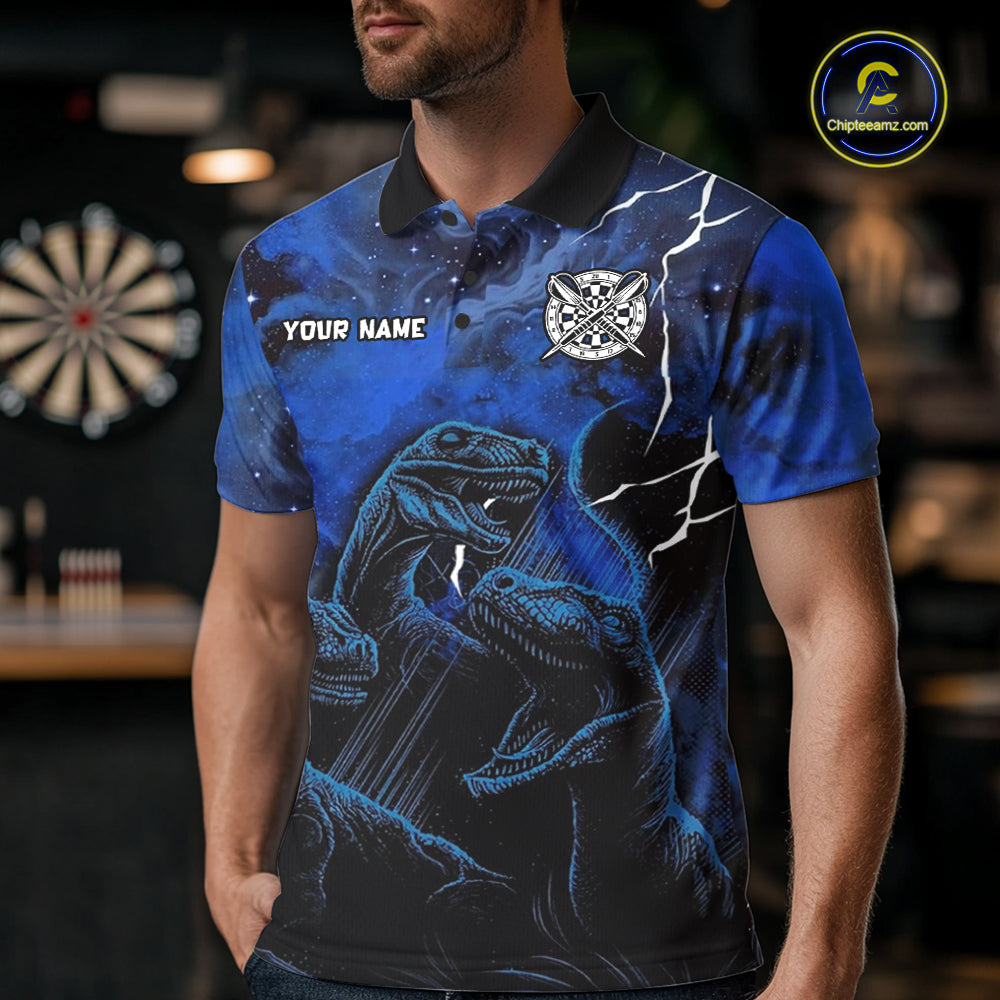 Personalized Blue Smoking Funny Dinosaurs Mens Darts Shirt Custom Grunge Outfits Dart Jerseys NYN3204