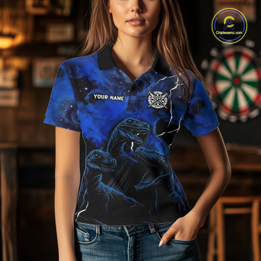 Personalized Blue Smoking Funny Dinosaurs Womens Darts Shirt Custom Grunge Outfits Dart Jerseys NYN3204