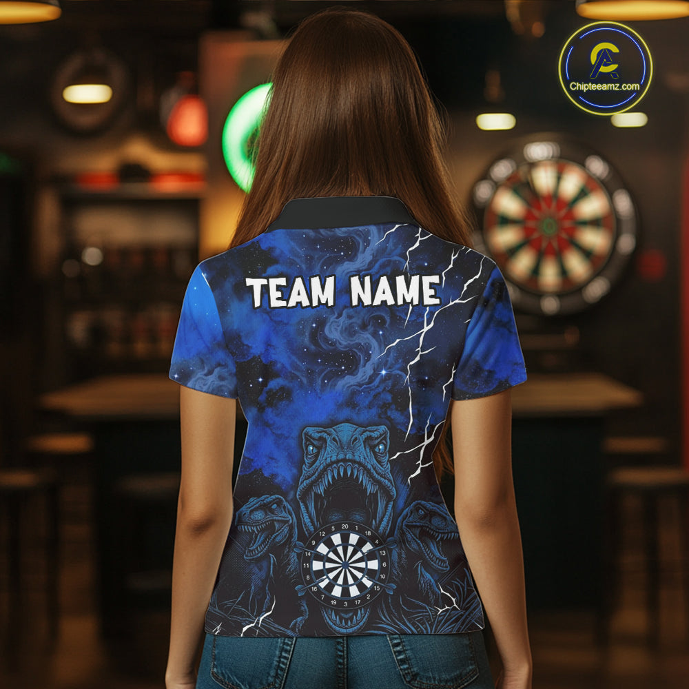 Personalized Blue Smoking Funny Dinosaurs Womens Darts Shirt Custom Grunge Outfits Dart Jerseys NYN3204