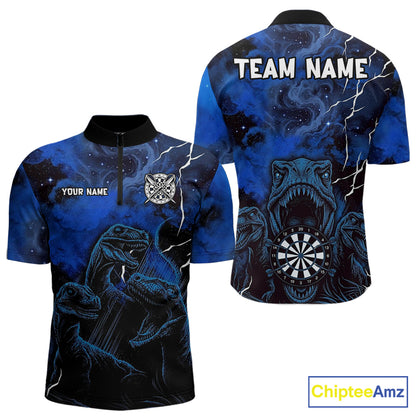 Personalized Blue Smoking Funny Dinosaurs Mens Darts Shirt Custom Grunge Outfits Dart Jerseys NYN3204
