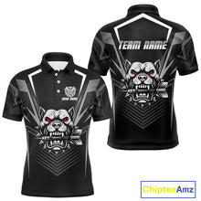 Load image into Gallery viewer, Black Bulldog Holding Arrows Men's Team Shirt - Custom Name For Darts Jersey NYN0512
