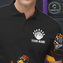 Load image into Gallery viewer, Funny Rooster Black &amp; Red Bowling Polo Quarter-Zip Shirt For Men Custom Bowling Team Jersey NYN3750