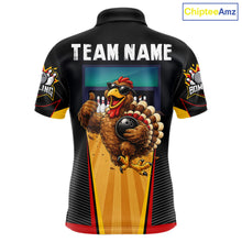 Load image into Gallery viewer, Funny Rooster Black &amp; Red Bowling Polo Quarter-Zip Shirt For Men Custom Bowling Team Jersey NYN3750