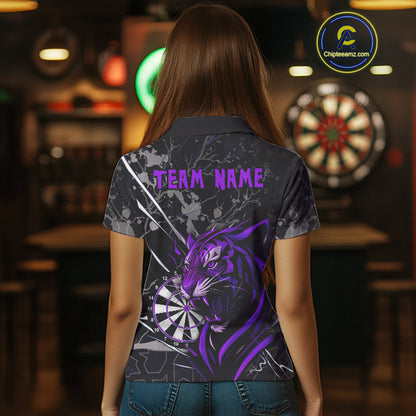 Women's Polo Dart Shirt Purple Fierce Tiger Dartboard Personalized Darts Jerseys Outfits NYN1015
