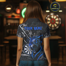 Load image into Gallery viewer, Women's Polo Dart Shirt Blue Fierce Tiger Dartboard Personalized Darts Jerseys Outfits NYN1016