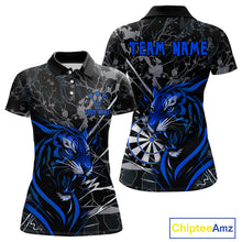 Load image into Gallery viewer, Women's Polo Dart Shirt Blue Fierce Tiger Dartboard Personalized Darts Jerseys Outfits NYN1016