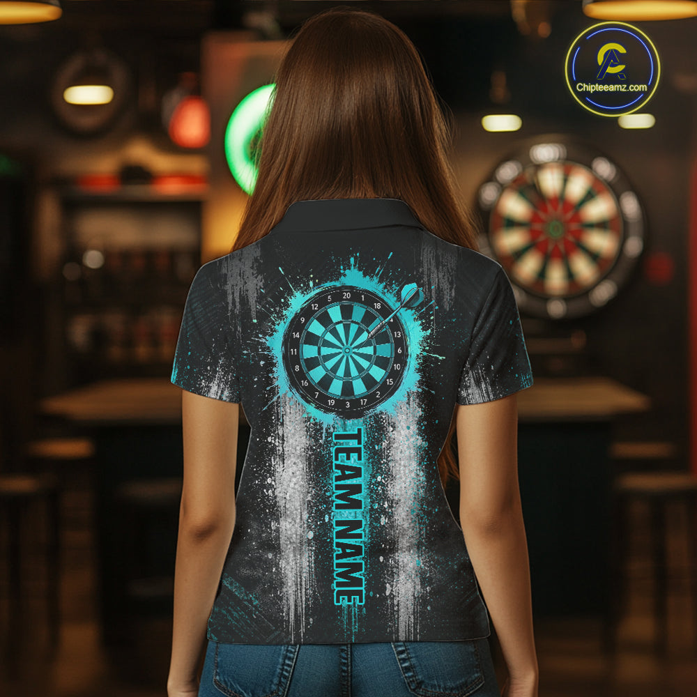 White And Teal Splatter Dart Shirt For Women Personalized Splash Dart Team Outfits Jerseys NYN4063