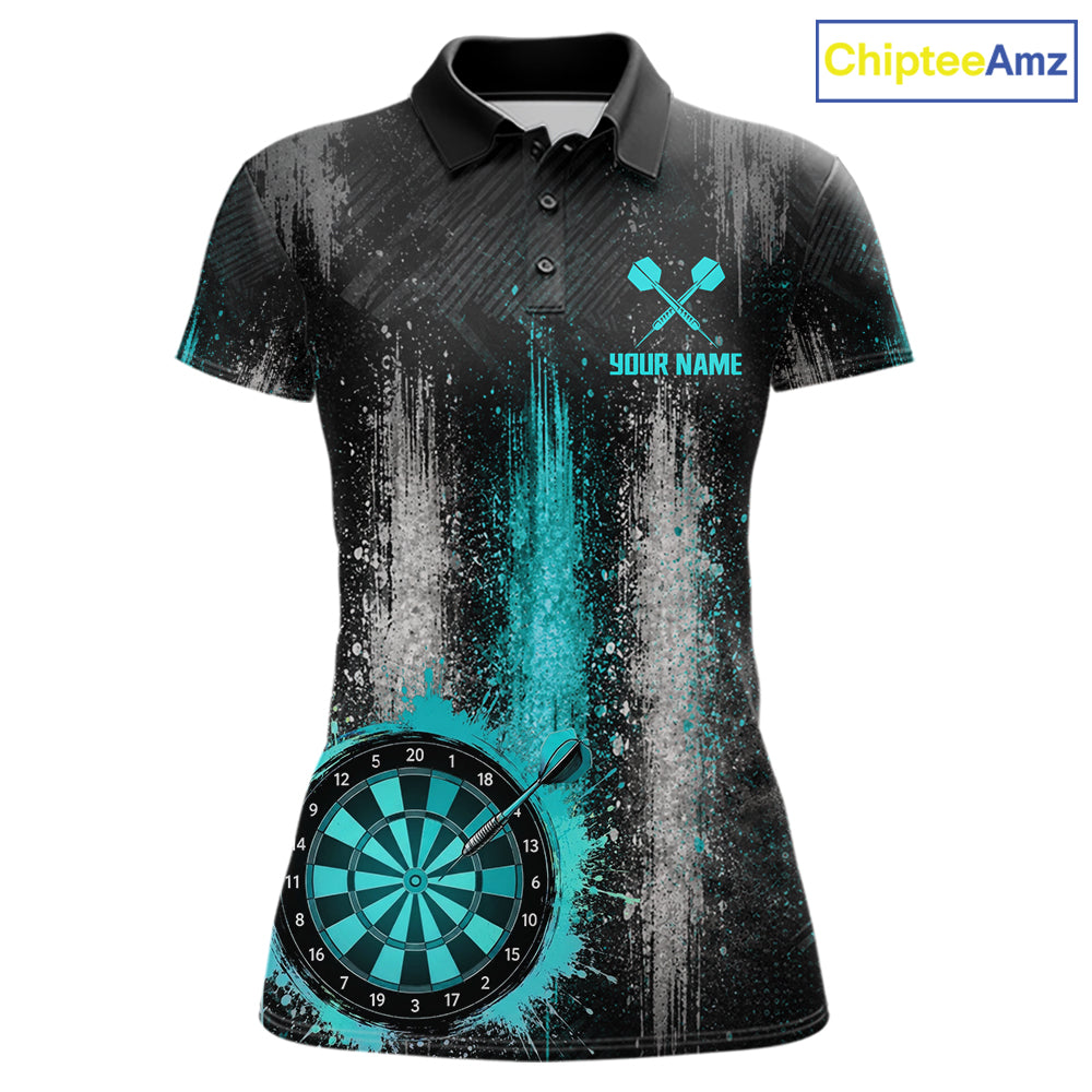 White And Teal Splatter Dart Shirt For Women Personalized Splash Dart Team Outfits Jerseys NYN4063