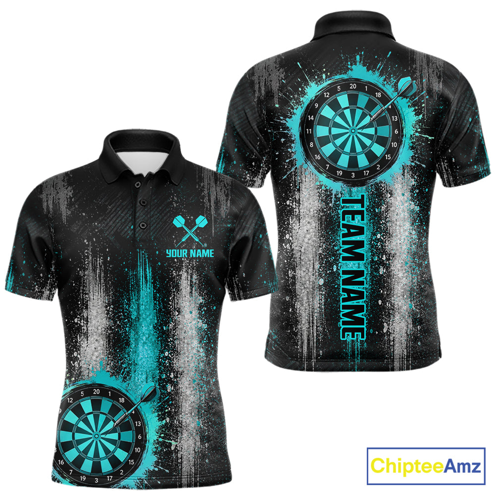 White And Teal Splatter Dart Shirt For Men Personalized Splash Dart Team Outfits Jerseys NYN4063