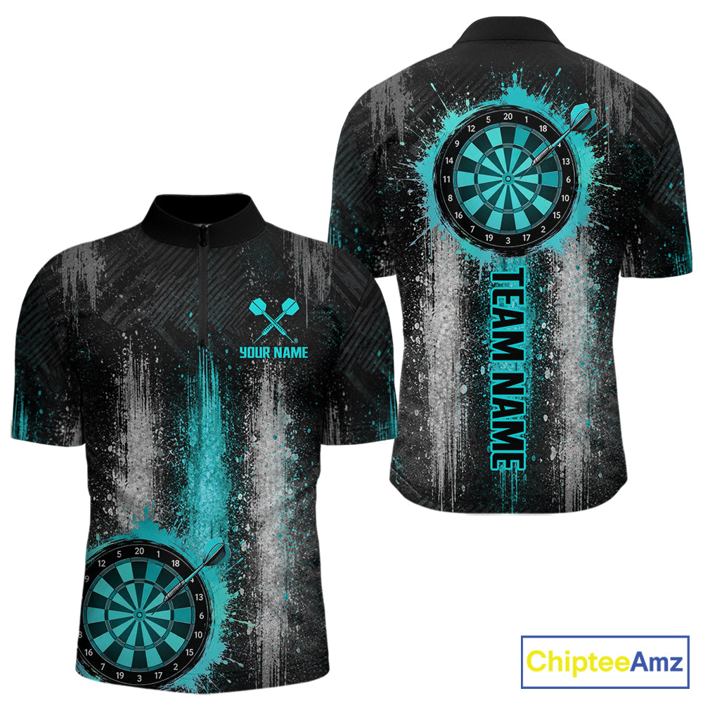 White And Teal Splatter Dart Shirt For Men Personalized Splash Dart Team Outfits Jerseys NYN4063