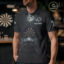 Load image into Gallery viewer, Black And Purple Gothic Shark Dartboard Custom Men Darts Polo Shirt Shark Dart Jerseys NYN1923