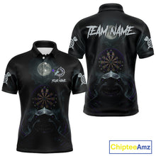 Load image into Gallery viewer, Black And Purple Gothic Shark Dartboard Custom Men Darts Polo Shirt Shark Dart Jerseys NYN1923