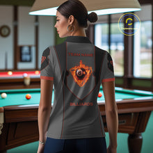 Load image into Gallery viewer, Fire Flame 8 Ball Pool Polo &amp; 1/4-Zip Team Shirt For Women Custom Billiards Ball Apparel|Red NYN2456