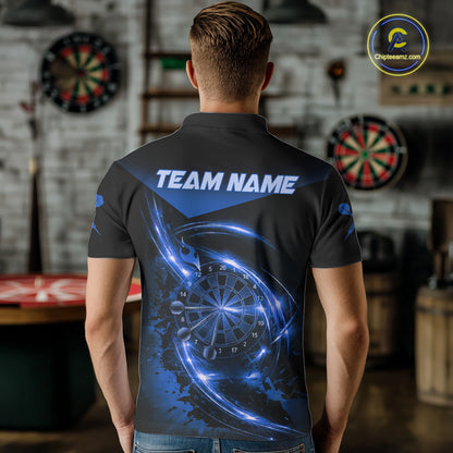 Thunder Blue Dartboard Mens Dart Polo & 1/4-Zip Shirt Custom Name Splatter Dart Jersey For Darters NYN3208