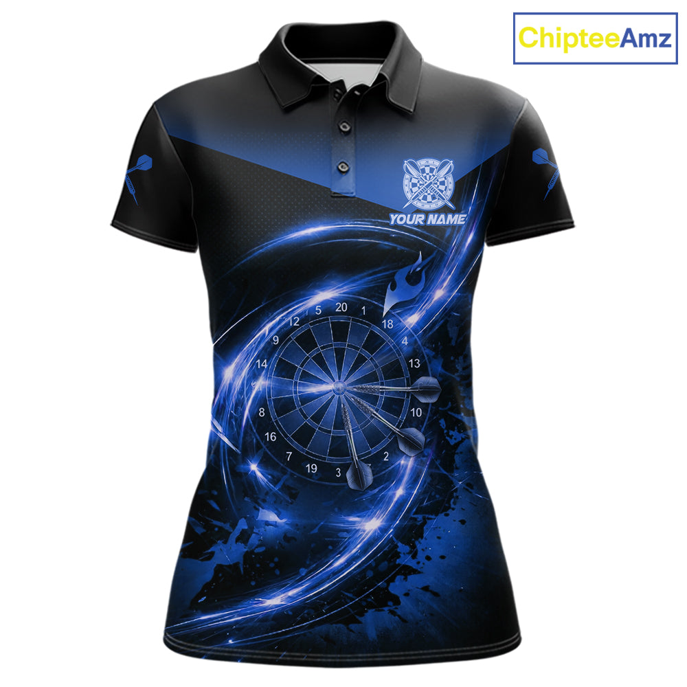 Thunder Blue Dartboard Women Dart Polo & 1/4-Zip Shirt Custom Name Splatter Dart Jersey For Darters NYN3208