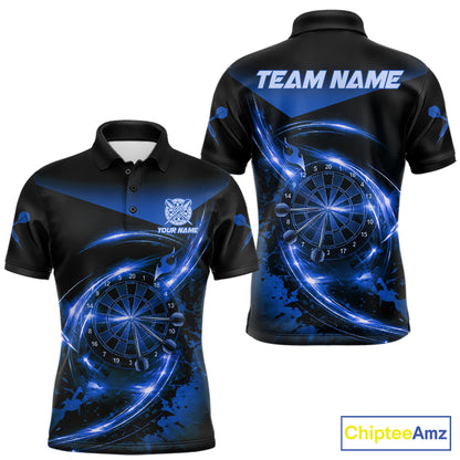 Thunder Blue Dartboard Mens Dart Polo & 1/4-Zip Shirt Custom Name Splatter Dart Jersey For Darters NYN3208