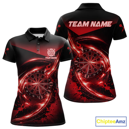 Thunder Red Dartboard Women Dart Polo & 1/4-Zip Shirt Custom Name Splatter Dart Jersey For Darters NYN3209