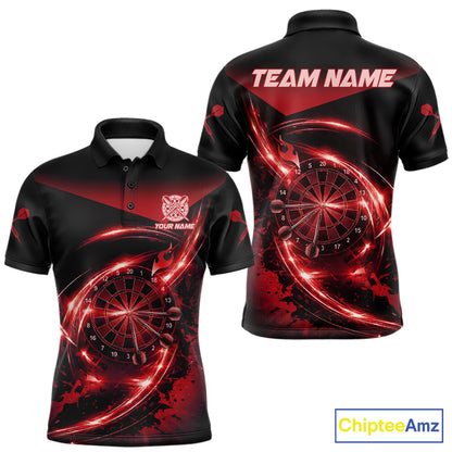 Thunder Red Dartboard Mens Dart Polo & 1/4-Zip Shirt Custom Name Splatter Dart Jersey For Darters NYN3209