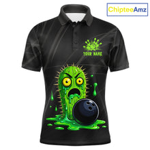 Load image into Gallery viewer, Men's funny green cactus bowling polo shirt mockup custom bowling team jersey cactus bowling apparel