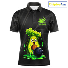 Load image into Gallery viewer, Men's funny avocado bowling polo shirt mockup custom bowling team jersey avocado bowling apparel