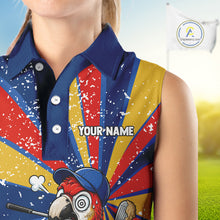 Load image into Gallery viewer, Womens Funny Parrot Golf Shirts Grunge Colorful Golf Clothing Custom Golf Sleeveless Polo, Golf Upf Shirts NYN3765