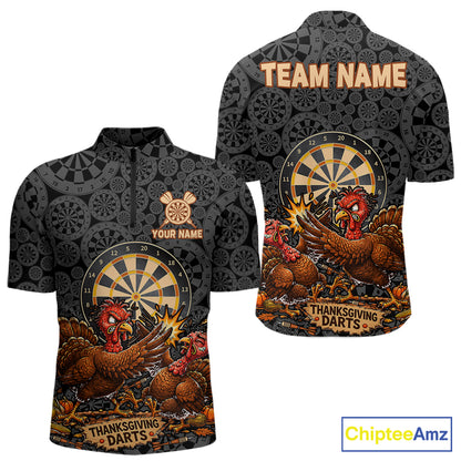Funny Turkey Dartboard Thanksgiving Custom Darts Team Outfits For Men, Thanksgiving Darts Gifts NYN4071