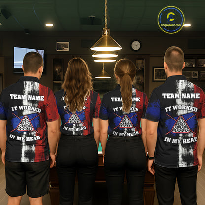 Skull Hoding 9 Ball & 8 Ball Pool Women Billiard Team Shirt Custom Blue & Red Billiards Ball Apparel NYN2468