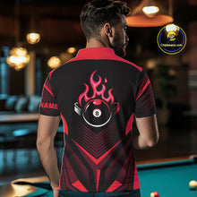 Load image into Gallery viewer, Red Flaming 8 Ball Pool Polo &amp; 1/4-Zip Team Shirt For Men Custom Billiards Ball Apparel NYN2831