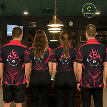 Load image into Gallery viewer, Red Flaming 8 Ball Pool Polo &amp; 1/4-Zip Team Shirt For Men Custom Billiards Ball Apparel NYN2831